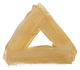 watercolor triangle gold yellow paint on a white background