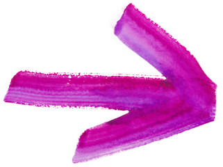 hand drawn watercolor arrow purple on a white background