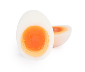 Boiled egg sliced isolated on white background food object design