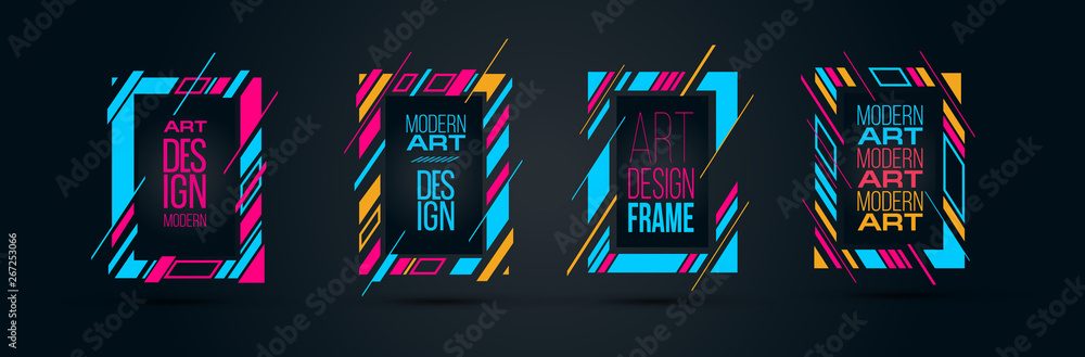 Poster vector frame art graphics for hipsters . dynamic frame stylish geometric black