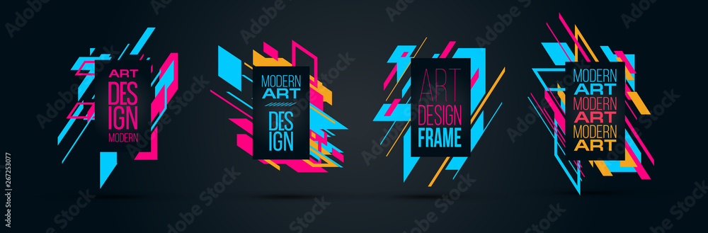 Poster vector frame art graphics for hipsters . dynamic frame stylish geometric black