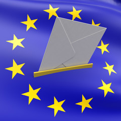 european flag with yellow stars and ballot on white background