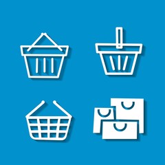 Set of shopping icons on blue background