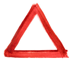 watercolor triangle red on a white background