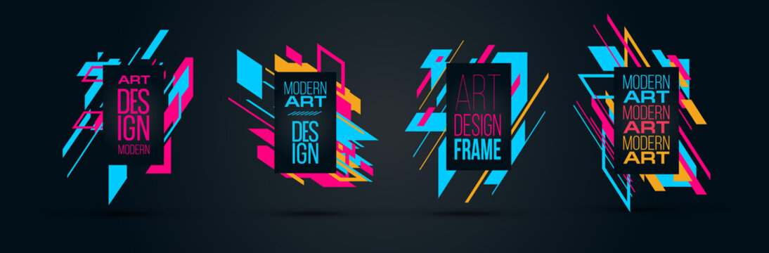 Vector frame Art graphics for hipsters . dynamic frame stylish geometric black