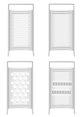 Collection. The subject of kitchen utensils. Grater is needed for cooking in the kitchen for processing vegetables and fruits. Set of vector illustrations