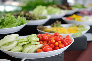 vegetable food buffet catering in restaurant hotel. eating dining in banquet