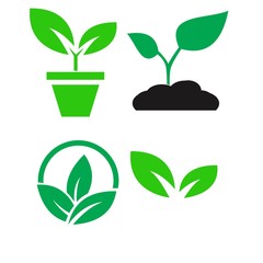 Fototapeta na wymiar green plant and leave color icons set vector