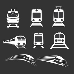 Set of trains isolated vector icons