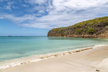 A sandy beach on the Caribbean island of Antigua