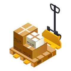 Warehouse lift parcel icon. Isometric of warehouse lift parcel vector icon for web design isolated on white background