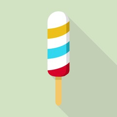 White colorful popsicle icon. Flat illustration of white colorful popsicle vector icon for web design