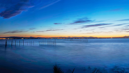 Great panoramic sunset in the Albufera de Valencia. Spain