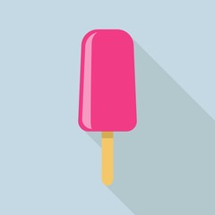 Pink tasty popsicle icon. Flat illustration of pink tasty popsicle vector icon for web design