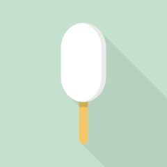 White vanilla popsicle icon. Flat illustration of white vanilla popsicle vector icon for web design