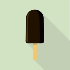 Chocolate popsicle icon. Flat illustration of chocolate popsicle vector icon for web design