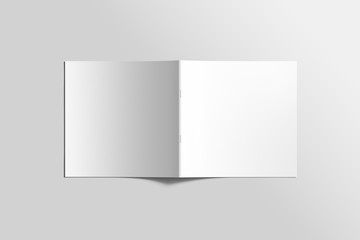 Blank square photorealistic brochure mockup on light grey background. High resolution.