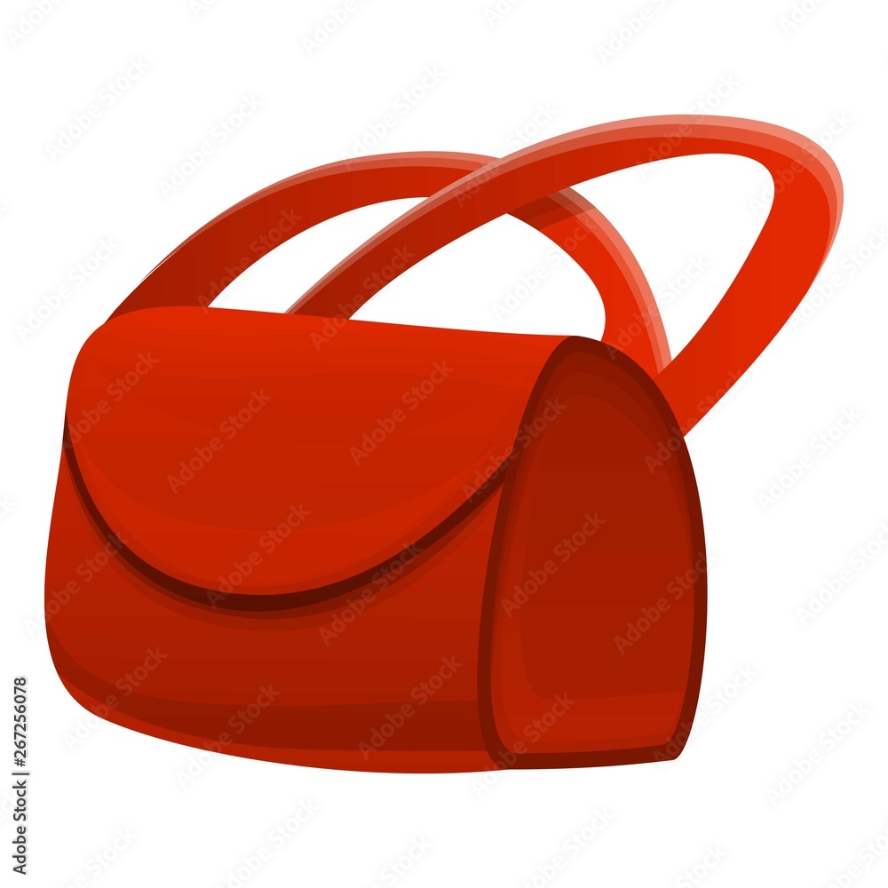 Poster postman red bag icon. cartoon of postman red bag vector icon for web design isolated on white backgr