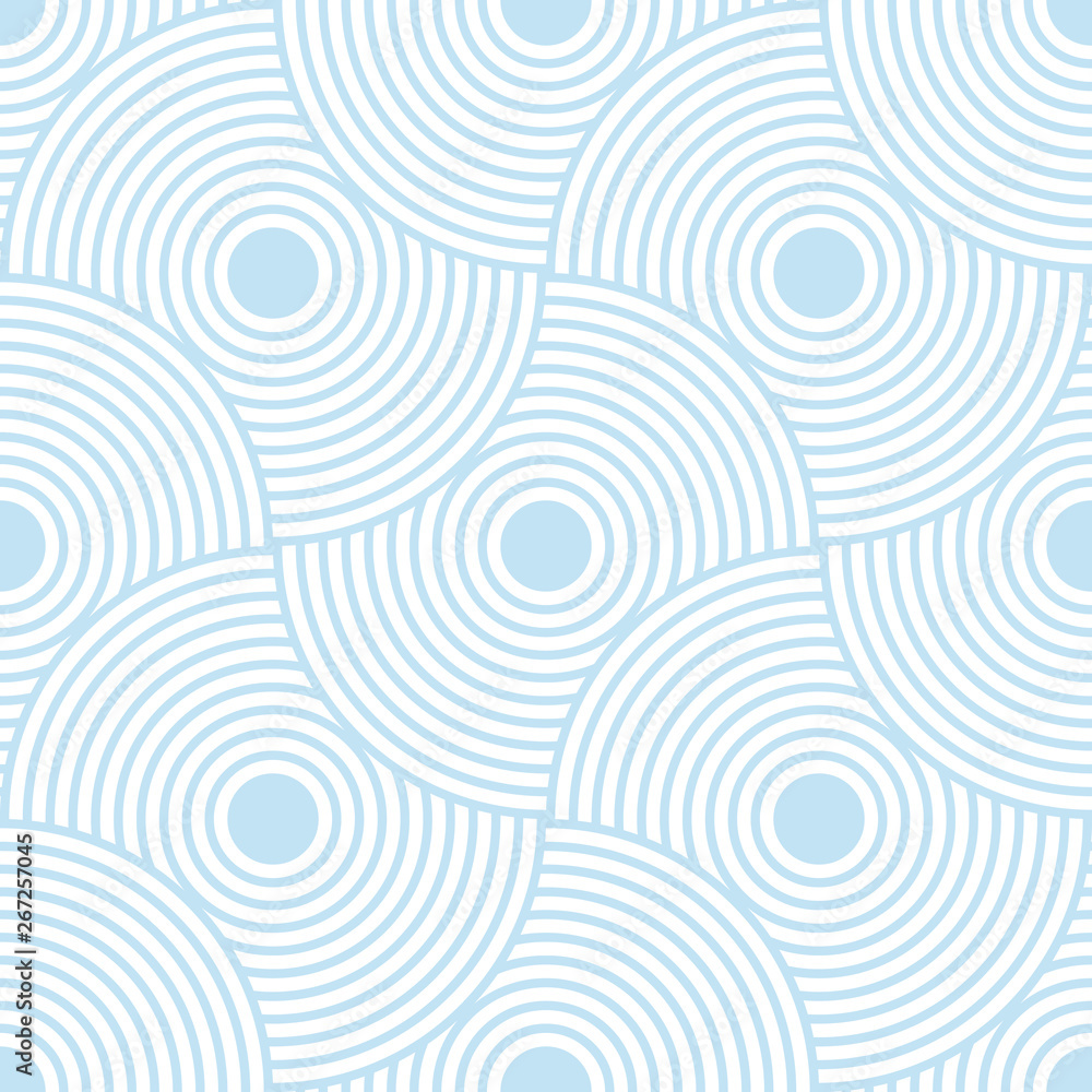 Poster Abstract retro pattern of geometric shapes. Neutral  mosaic backdrop. Geometric wave of circles  background, vector