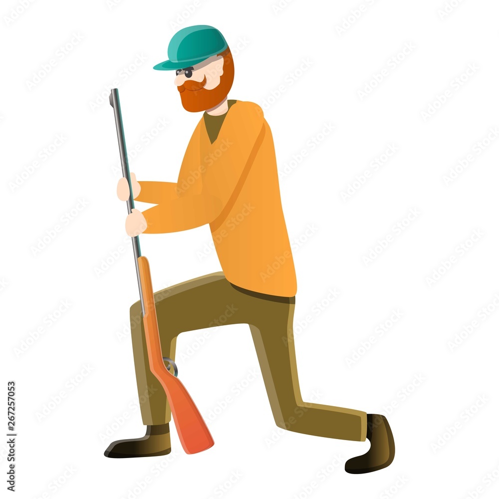 Poster hunter waiting icon. cartoon of hunter waiting vector icon for web design isolated on white backgrou