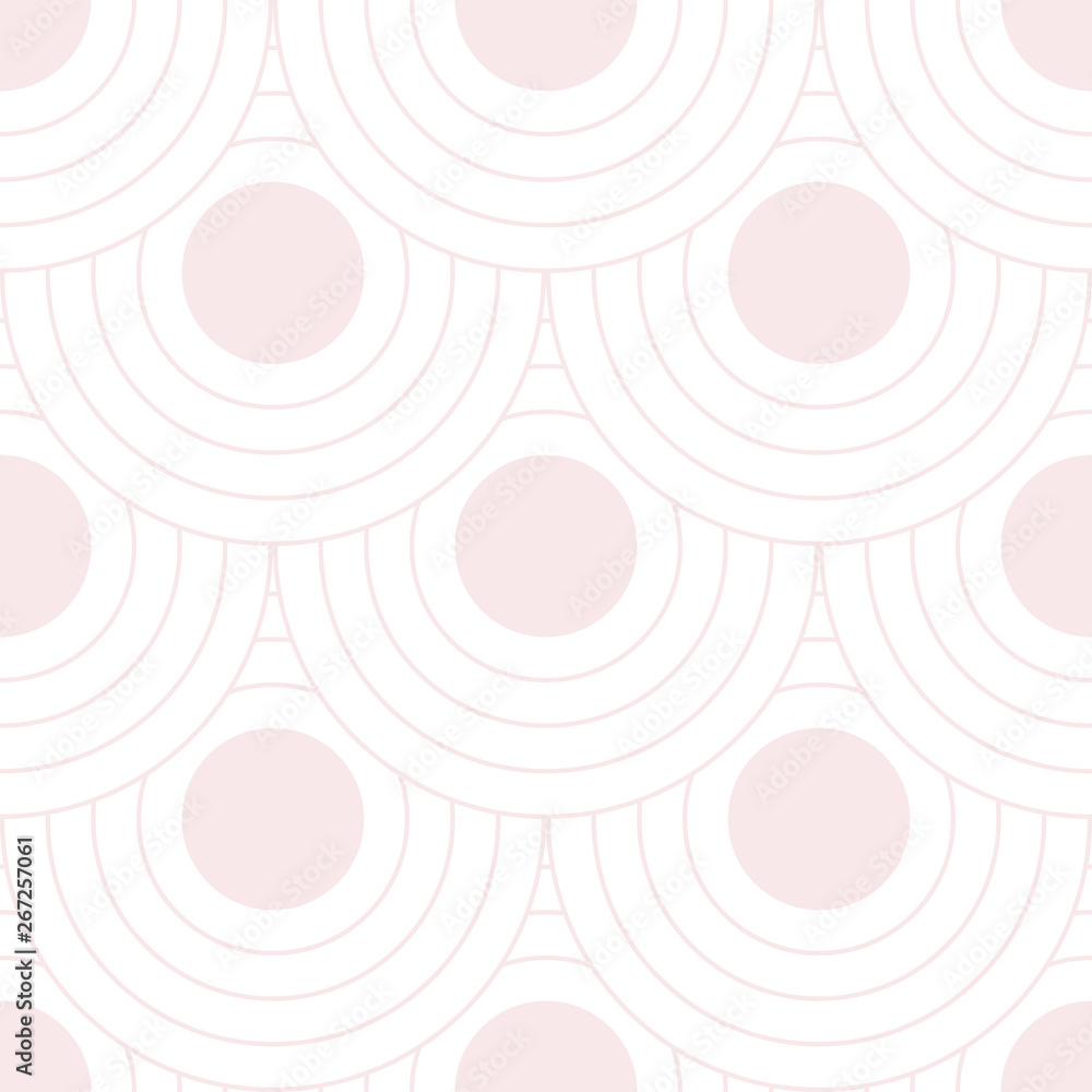 Poster Abstract retro pattern of geometric shapes. Neutral  mosaic backdrop. Geometric wave of circles  background, vector