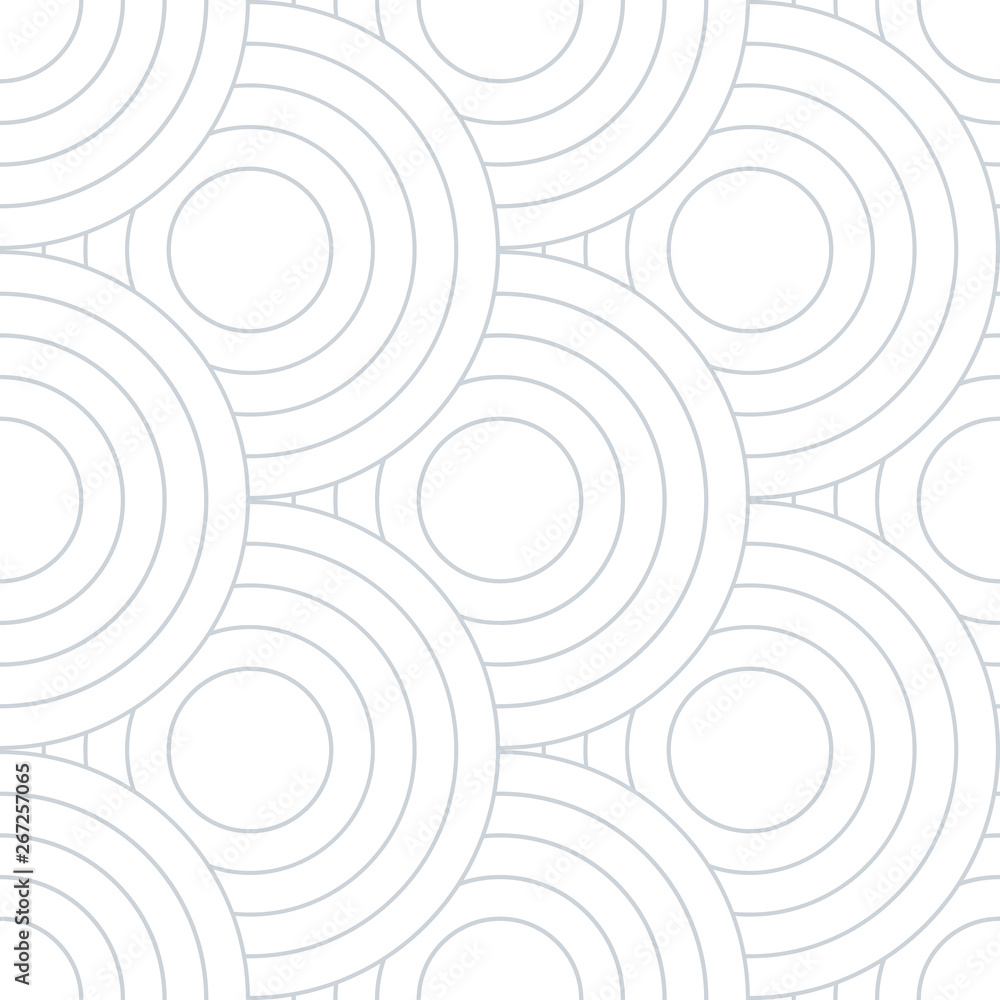 Poster Abstract retro pattern of geometric shapes. Neutral  mosaic backdrop. Geometric wave of circles  background, vector
