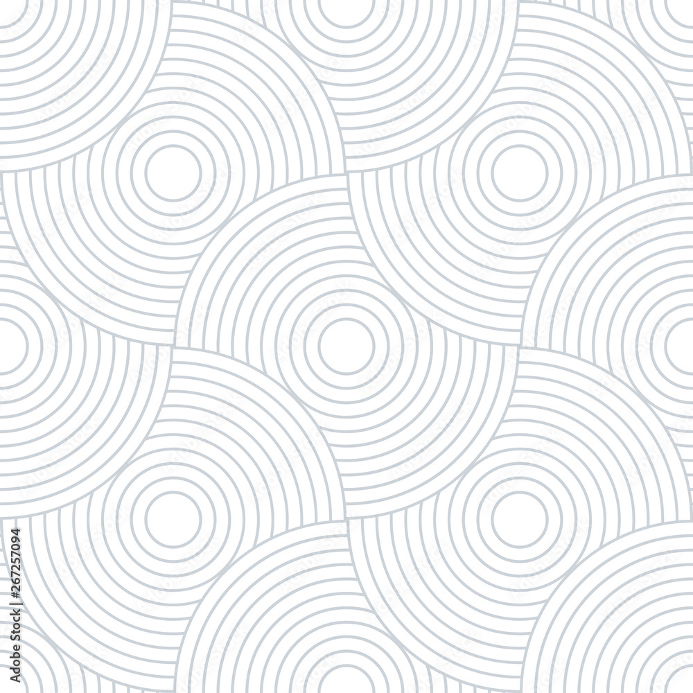 Poster Abstract retro pattern of geometric shapes. Neutral  mosaic backdrop. Geometric wave of circles  background, vector