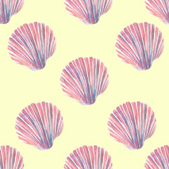 Beautiful sea shell watercolor patern illustration
