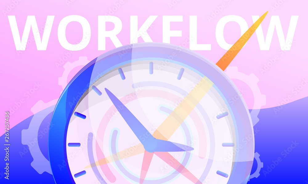 Poster workflow concept banner. cartoon illustration of workflow vector concept banner for web design