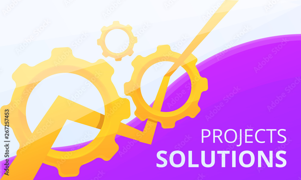 Poster project solution concept banner. cartoon illustration of project solution vector concept banner for 