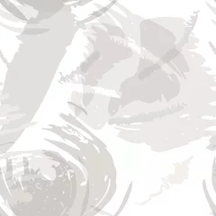 Behang Abstracte borstel storkes, splatters en krijt merken achtergrond. Vector naadloos creatief patroon met handgeschilderde vormen in neutrale lichte kleuren. © dinadankersdesign