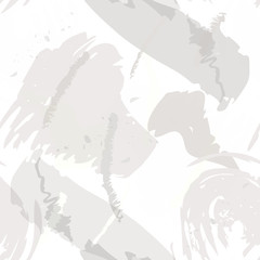 Obraz premium Abstract brush storkes, splatters and crayon marks background. Vector seamless creative pattern with hand painted shapes in neutral light colors.