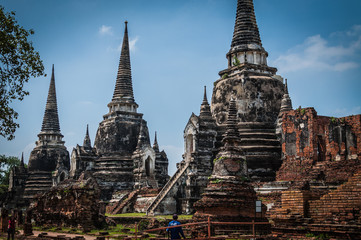 Obraz premium ancient pagoda in ayutthaya thailand