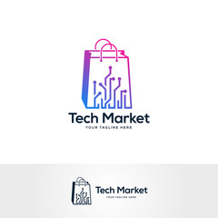shop market logo design vector, shopping bag logo designs, abstract concept for online shop