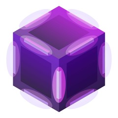 Violet cube icon. Isometric of violet cube vector icon for web design isolated on white background