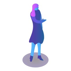 Fototapeta na wymiar Fashion violet girl icon. Isometric of fashion violet girl vector icon for web design isolated on white background