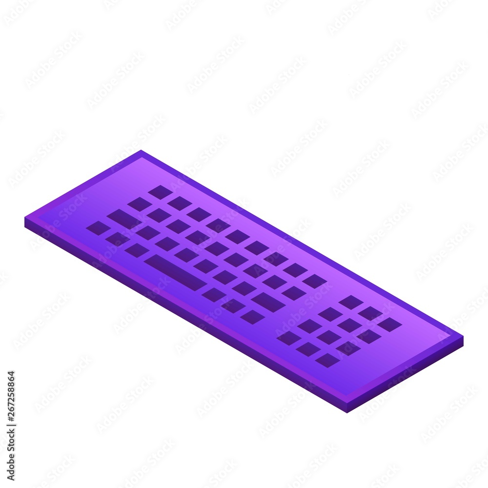 Poster violet keyboard icon. isometric of violet keyboard vector icon for web design isolated on white back