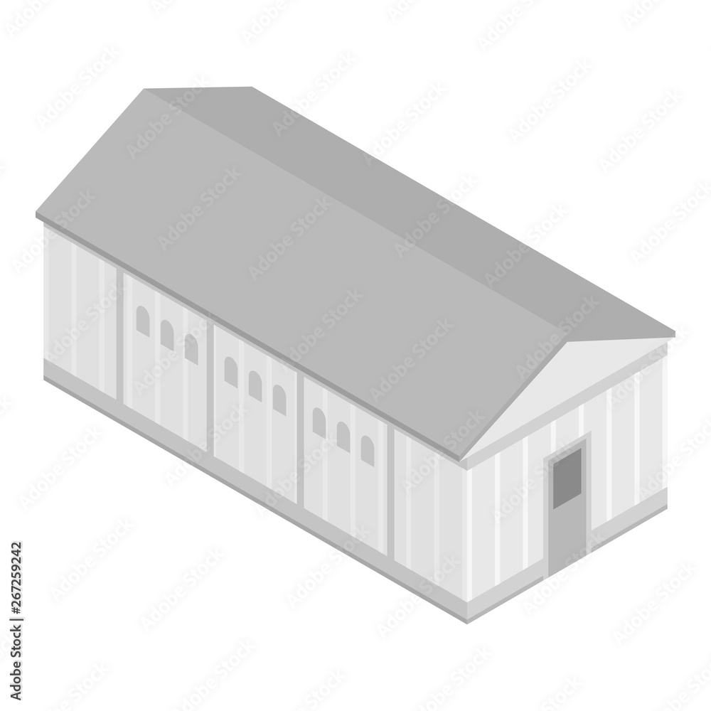 Poster warehouse building icon. isometric of warehouse building vector icon for web design isolated on whit