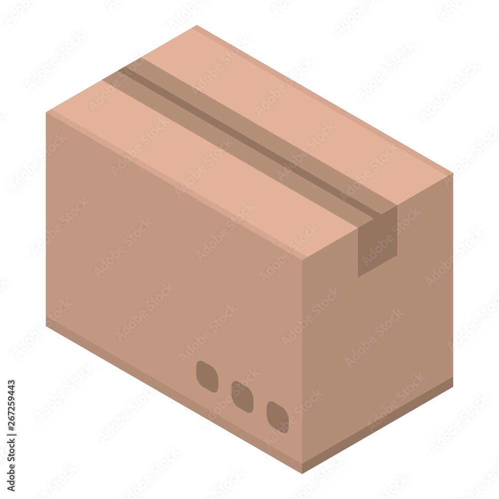 Poster parcel box icon. isometric of parcel box vector icon for web design isolated on white background