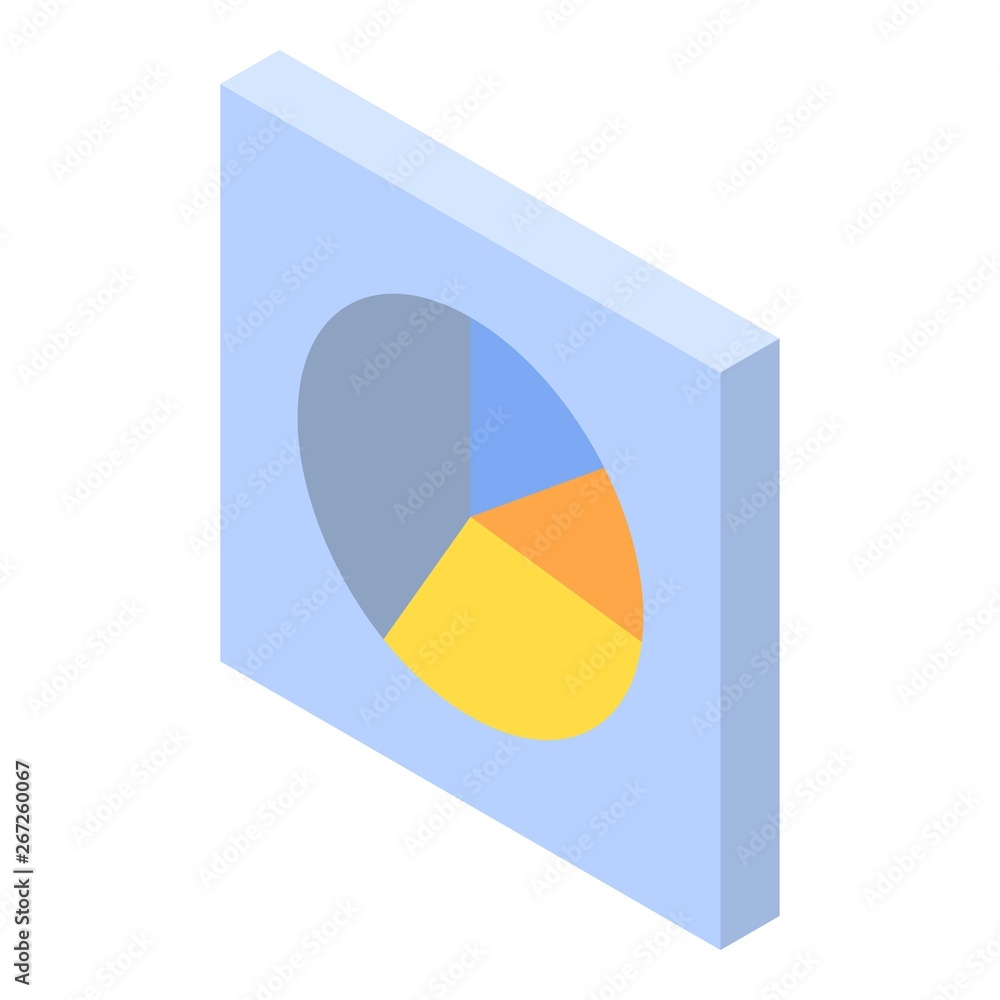 Poster pie graph card icon. isometric of pie graph card vector icon for web design isolated on white backgr