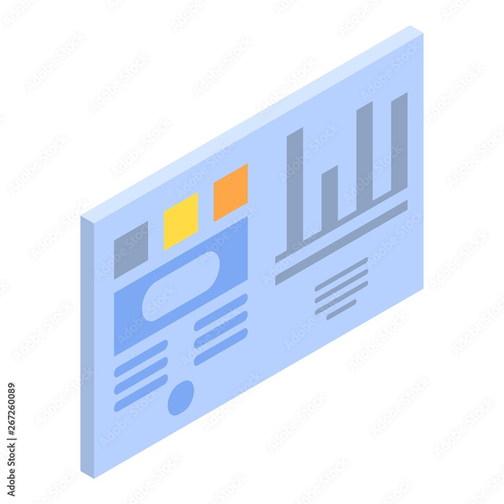 Poster Graph chart card icon. Isometric of graph chart card vector icon for web design isolated on white background