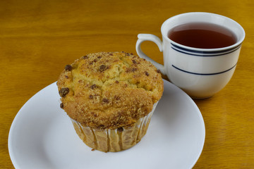 cup of coffee with coffee cake muffins