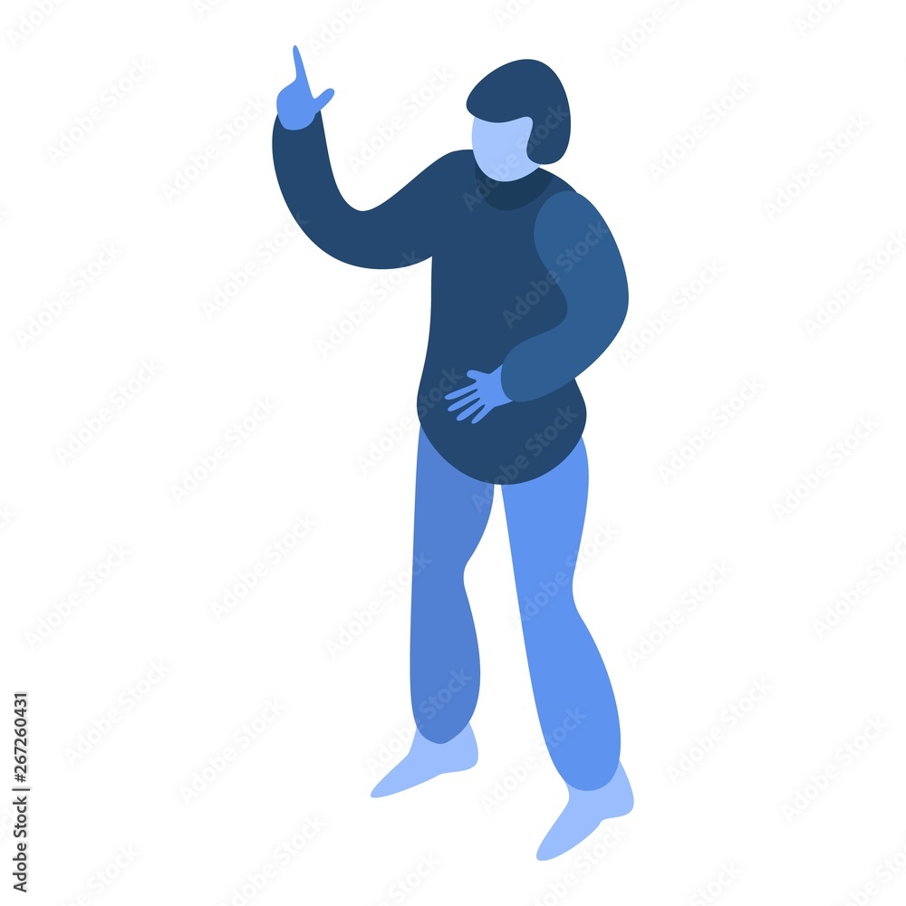 Poster man finger up icon. isometric of man finger up vector icon for web design isolated on white backgrou