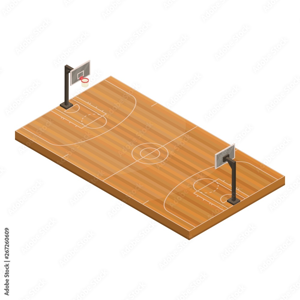 Poster basketball field icon. isometric of basketball field vector icon for web design isolated on white ba