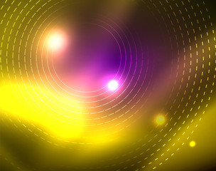 Neon circles abstract background