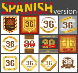 Spanish set of number 36 templates