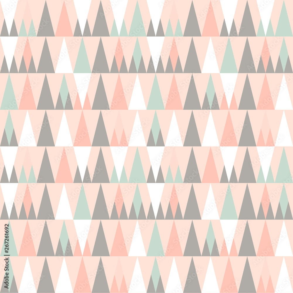 Poster Triangles background. Vector geometric seamless pattern in pastel retro colors and simple shapes.