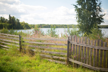 Fototapeta na wymiar country landscape with lake