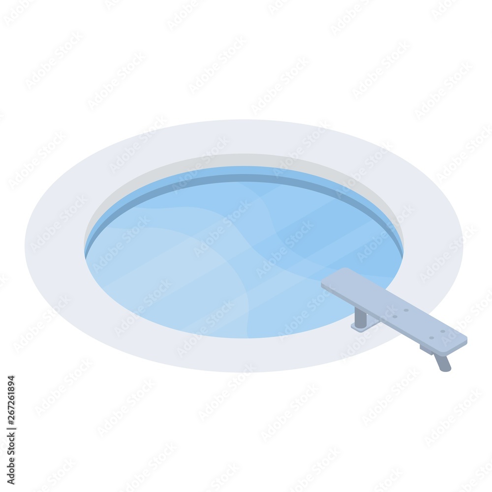Poster round pool icon. isometric of round pool vector icon for web design isolated on white background