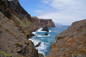 Ponta do Sao Lourenco Madeira landscape in a cloudy summer day